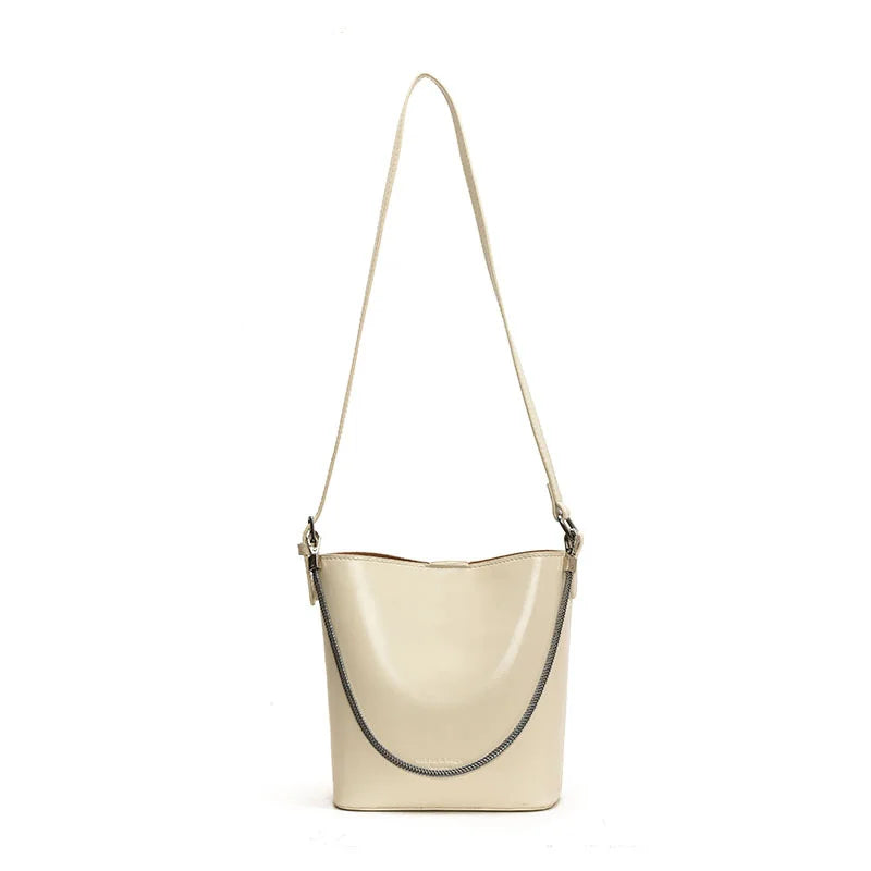 New Women's Large Capacity Bucket Bags with Wide Shoulder Strap Single Shoulder Handbag Drawstring Handheld Crossbody Bags