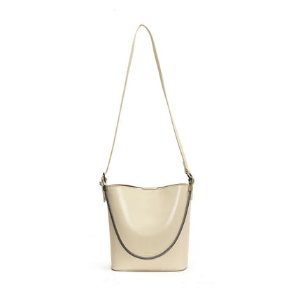 New Women's Large Capacity Bucket Bags with Wide Shoulder Strap Single Shoulder Handbag Drawstring Handheld Crossbody Bags