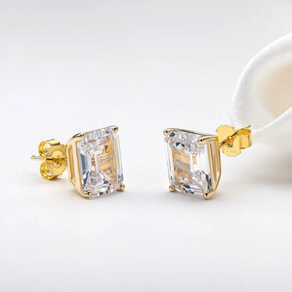 D VVS1 Emerald Cut Moissanite Earring s925 Sterling Sliver Plated with 18k White Gold Earrings for Women Fine Jewelry