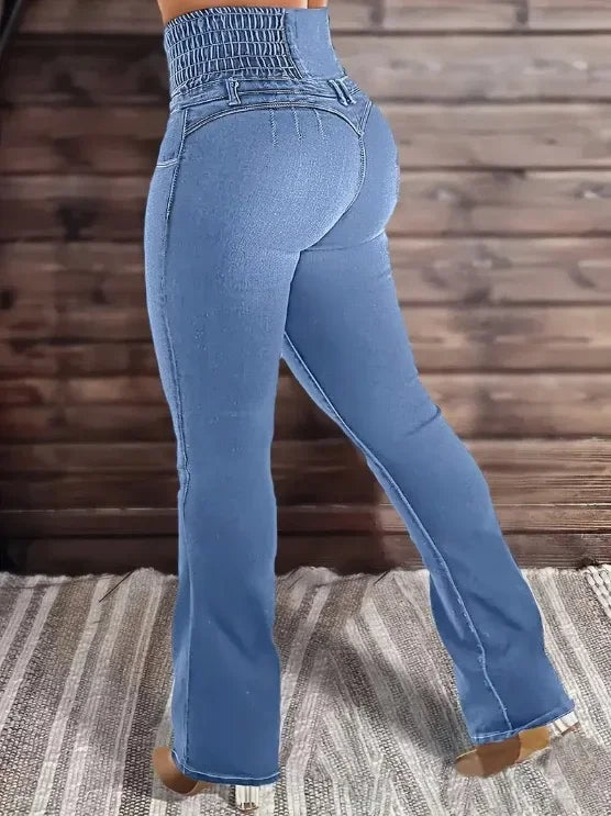 Women's Long Flare Pants Breathable Butt-Lifted plus Size Basic Trousers
