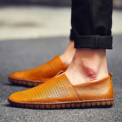 Fashion Men's Driving Shoes Handmade Leather Men Loafers Soft Breathable Men's Casual Shoes