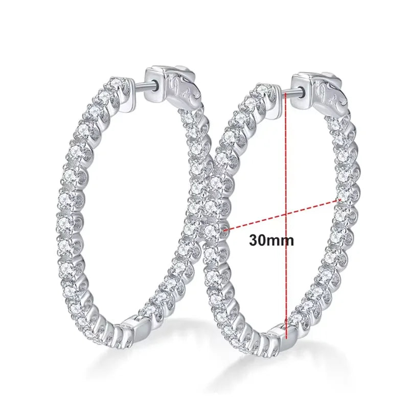 2mm D Color Moissanite Earring s925 Silver Plated 18k White Gold with GRA Certificates Wedding Hoop Earrings for Women