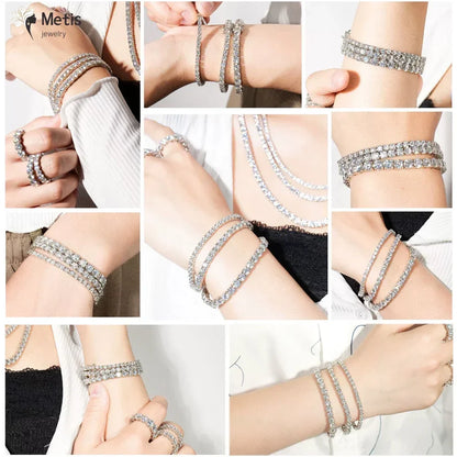 Dainty Full Moissanite Tennis Bracelet 18k Gold Plated 925 Sterling Silver D Color Lab Created Diamond Bracelet for Women Men