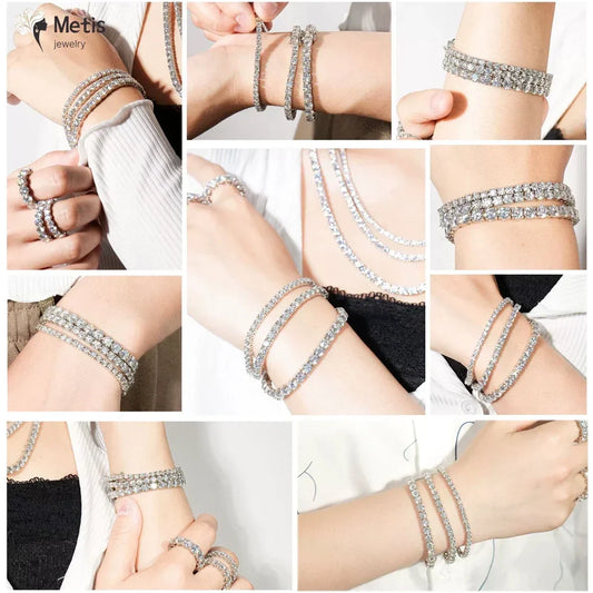 Dainty Full Moissanite Tennis Bracelet 18k Gold Plated 925 Sterling Silver D Color Lab Created Diamond Bracelet for Women Men