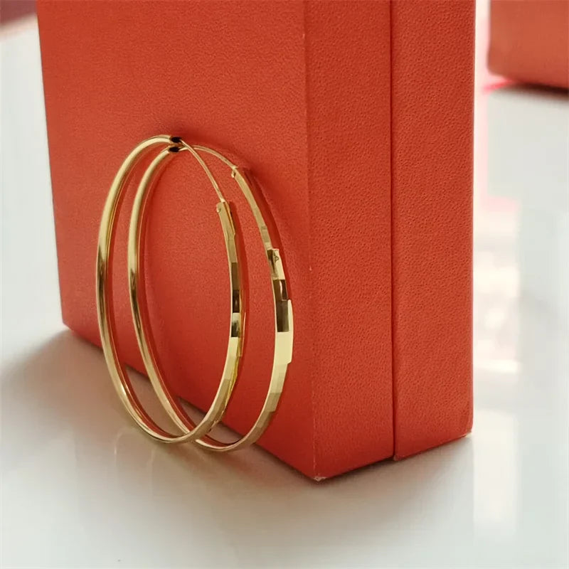 925 Sterling Silver Hoop Earrings For Women 18K Gold Plated Jewelry Dazzling Women's Hoops Earrings Christmas Gifts