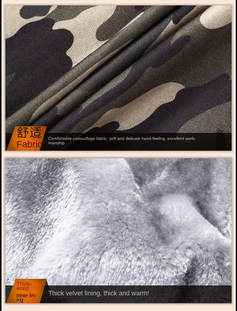 Men's Zip Up Hoodie camouflage Heavyweight Winter Sweatshirt Fleece Sherpa Lined Warm Jacket