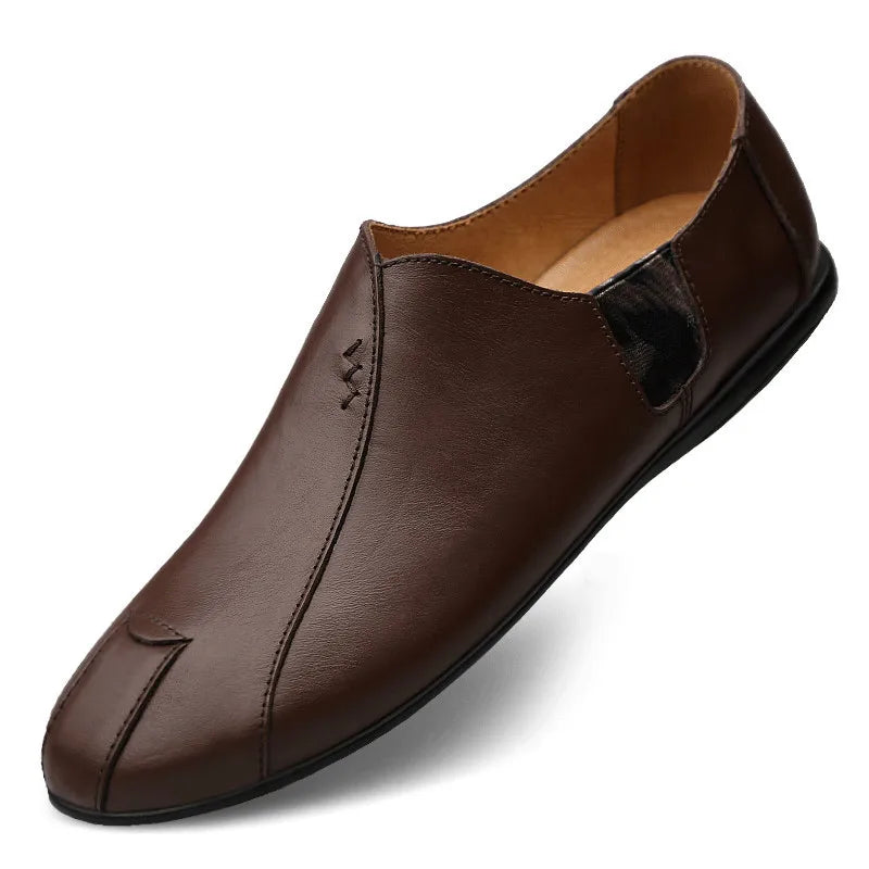 Genuine Leather Men Casual Shoes Luxury Brand Soft Mens Loafers Breathable Moccasins Slip on Lazy Driving Shoes Plus Size 38-47