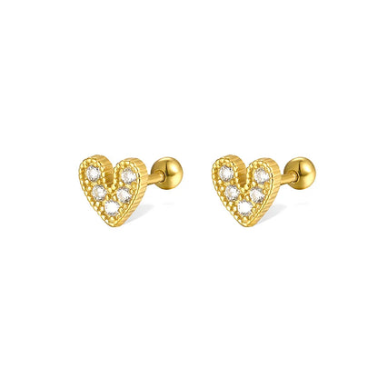 925 Sterling Silver Fashion Love Butterfly Romantic Star Crown Screw Stud Earrings for Women Ear Bone Piercing Jewelry