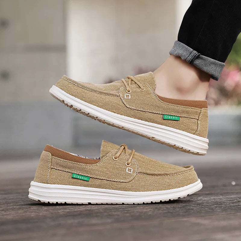 Men's Canvas Shoes Retro Loafers Lightweight Flats Leisure Footwear Male Summer Moccasin Men Casual Business Shoe
