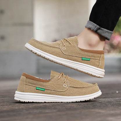 Men's Canvas Shoes Retro Loafers Lightweight Flats Leisure Footwear Male Summer Moccasin Men Casual Business Shoe