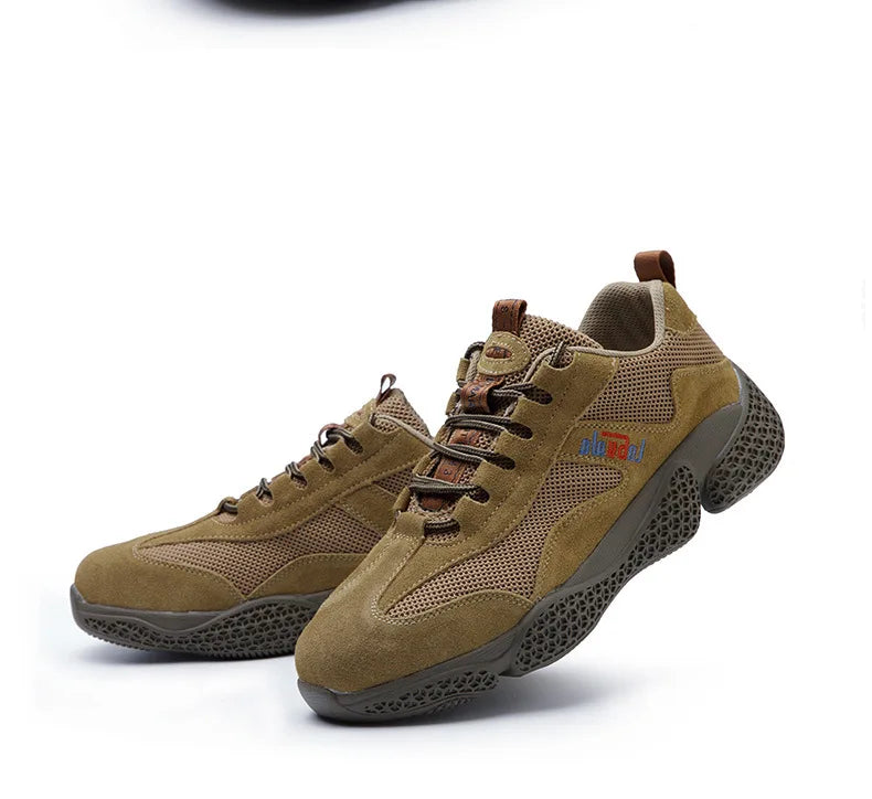 Men's Labor Protection Shoes Steel Toe Caps Lightweight Anti Slip Safety Work Shoes Anti Piercing Smashing Functions