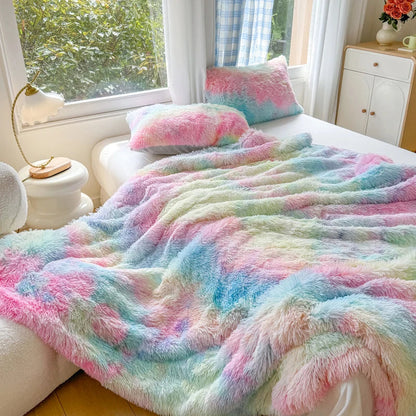 1Pc  Mink velvet fabric Colorful Soft Warm Sofa Throw Blankets Travel Blanket Warm Bedding All Season With zipper Duvet Covers