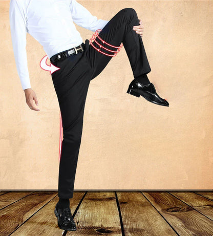 Classic Black Men's Office Dress Pants for Business Formal Fashionable Slim Fit Men's Suit Pants Casual Trousers Plus Size 28-40