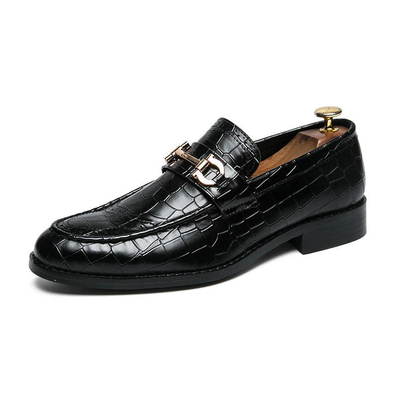 Men’s cowhide leather dress shoes breathable soft sole business casual pointed toe brown
