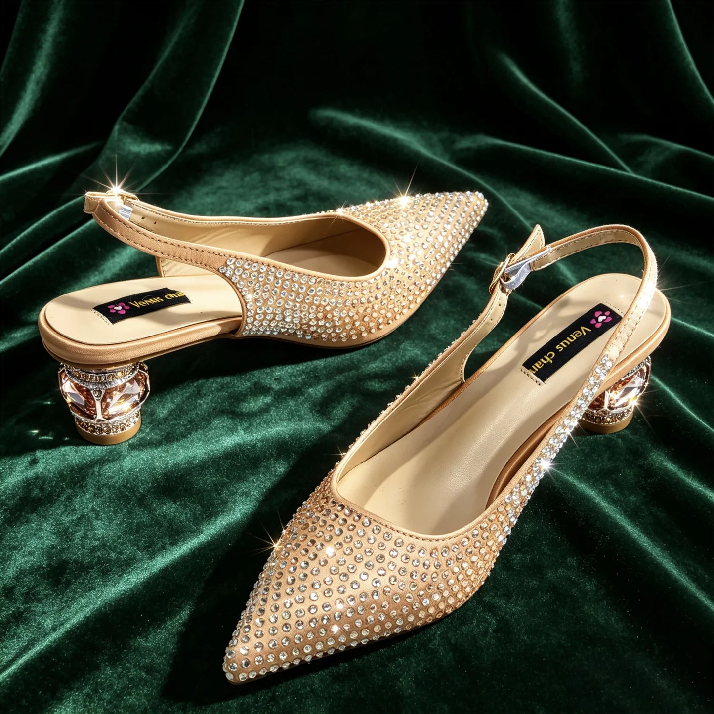 New Itlian Design Blue Color Rhinestone High Heel Shoe And Bag Fashion Style Pointed-Toe Shoes For COMFORT INCLUDED Women Shoes