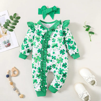 Winter Newborn Infant Baby Boys Romper Bear Print Long Sleeve Button Up Front Rompers Kids Onepiece Soft Fashion Baby  Clothing