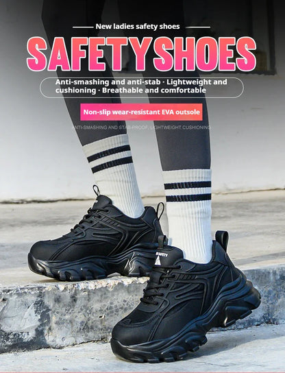 Indestructible Safety Shoes Women Work Sneakers Lightweight Security Boots Anti-smash Puncture-Proof Work Boots Steel Toe Shoes