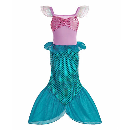 Fantasia Infantil Belle Menina Halloween Princesa Vestido Cosplay Festa Crianças Rapunzel Cinderela Anna Elsa Encanto Roupa de Aniversário