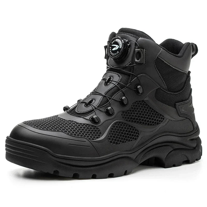 Men's Safety Work Boots Steel Toe Breathable Indestructible Puncture-Proof Rotary Buckle Shoes Comfortable Brand Work Footwear