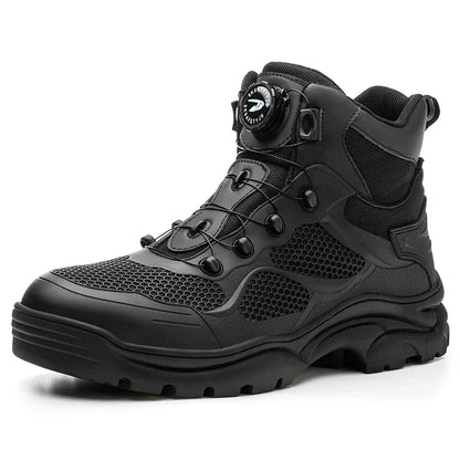 Men's Safety Work Boots Steel Toe Breathable Indestructible Puncture-Proof Rotary Buckle Shoes Comfortable Brand Work Footwear