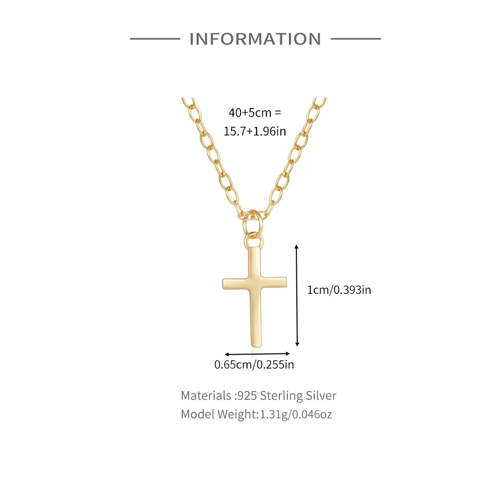 925 Sterling Silver Necklaces Charms for Women Crystal Cross Clavicle Collar Chain Simple Choker Necklace Accessories Gift