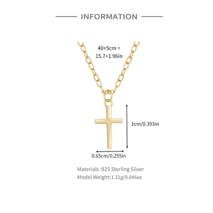 925 Sterling Silver Necklaces Charms for Women Crystal Cross Clavicle Collar Chain Simple Choker Necklace Accessories Gift