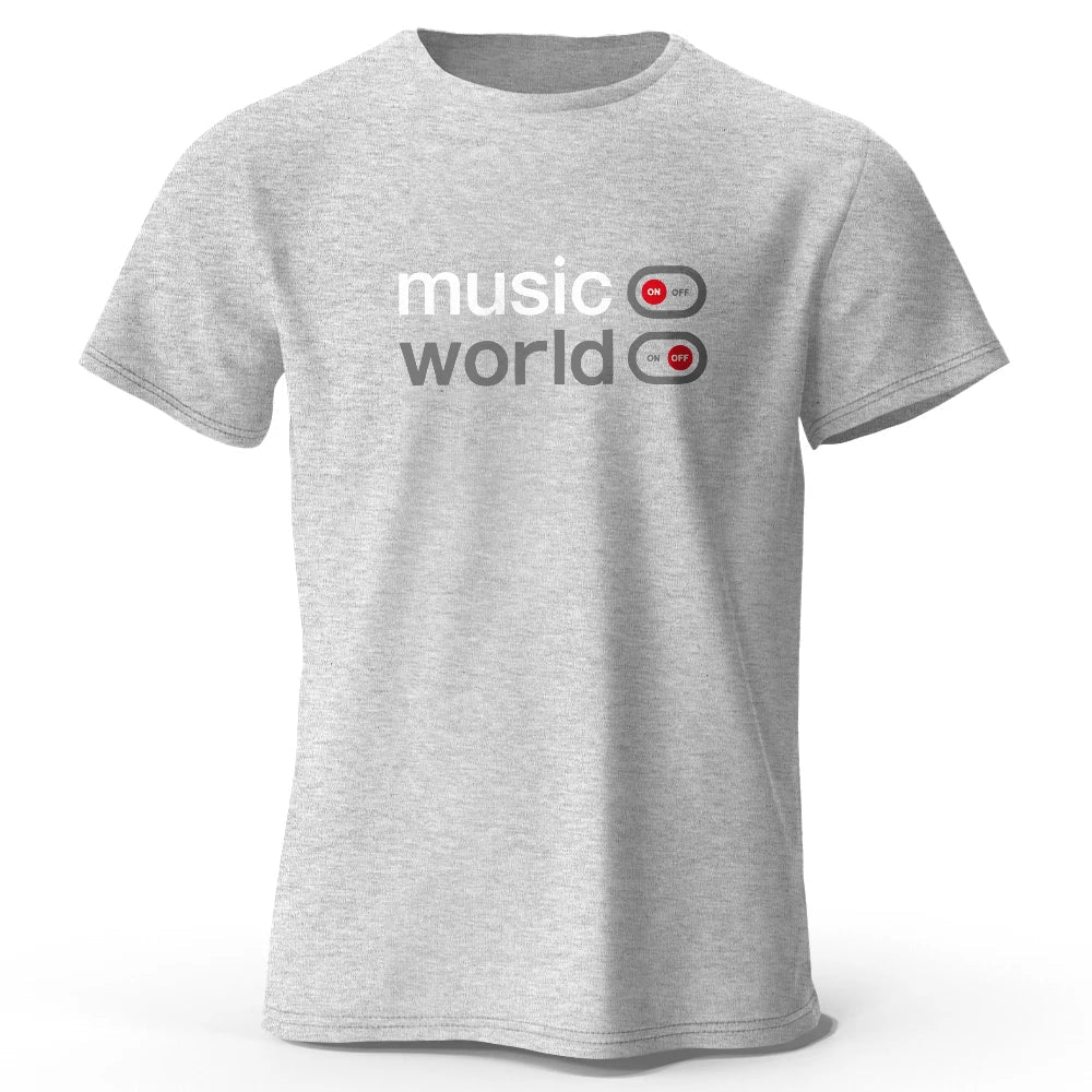 Men's Music World Printed T-Shirt 100% Cotton Oversized Classic Funny Graphic Tees for Men Women Summer Tops