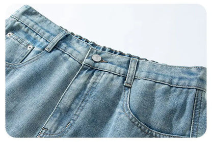 Baggy Denim Shorts Fashion Casual Straight Harajuku Jeans