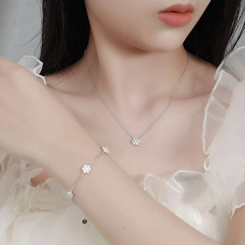 Flower GRA Certified Full 1.5/2.5/3mm D Color Moissanite Bracelet for Woman Men Silver 925 Diamond Hand Link Bracelets Gift