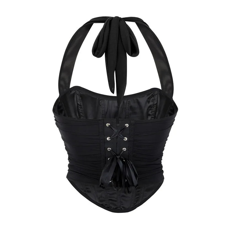 Corset Halter Crop Top Women Camisole Short Cropped Tank Tops Summer Sexy Elegant Nightclub Evening Party Female Clothes