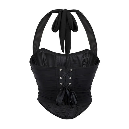 Corset Halter Crop Top Women Camisole Short Cropped Tank Tops Summer Sexy Elegant Nightclub Evening Party Female Clothes