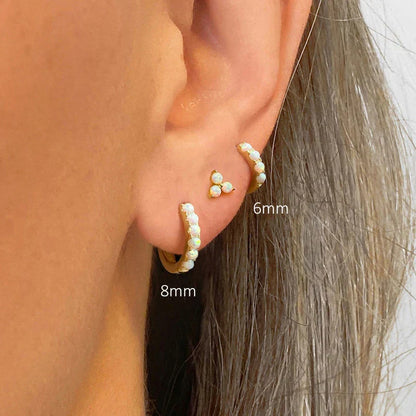 6/8/10mm Size Opal Round Hoop Earrings For Women 925 Sterling Silver Circle Earrings Jewelry Bohemia Pendiente Plata 1piece