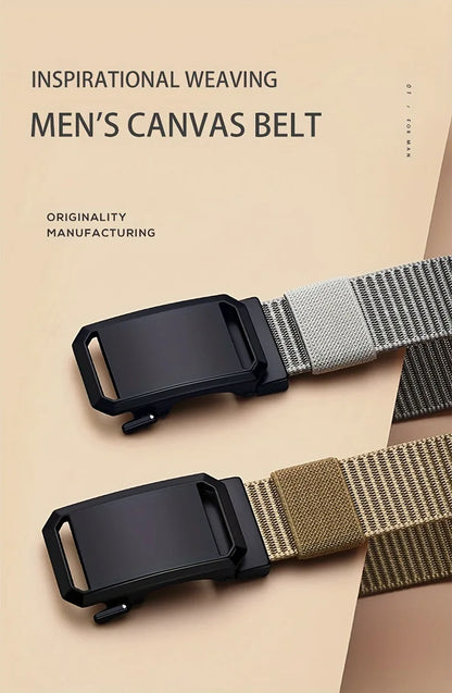 Men's Belt With Automatic Metal Buckle , Outdoor Working Tactical Belt ,Toothless Automatic Buckle For sports canvas Belts
