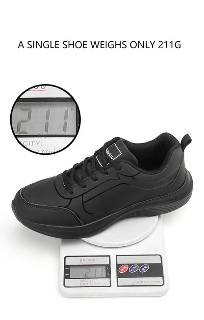2025 New Lightweight Men Casual Leather Sneakers Non-slip Breathable Male Outdoor Running Shoes Lace Up Soft Sport Shoes
