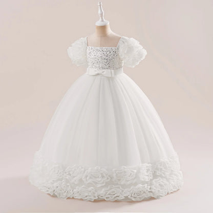 Summer Flower Girls Party Dress Elegant Tulle Bridesmaids Wedding Princess Dresses Girl Gala Birthday Evening Christmas Costumes