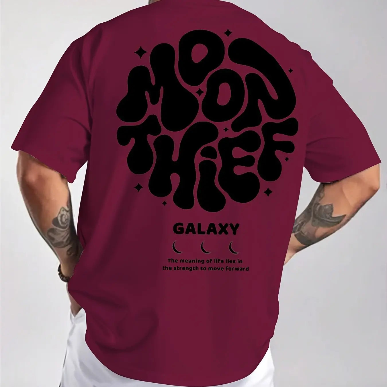 Men's 100% cotton fashionable casual loose plus size months for galaxy letter pattern printed round neck short sleeved T-shirt