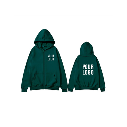 Solid color zipper hoodie | Customizable text pattern jacket | unisex, team customization