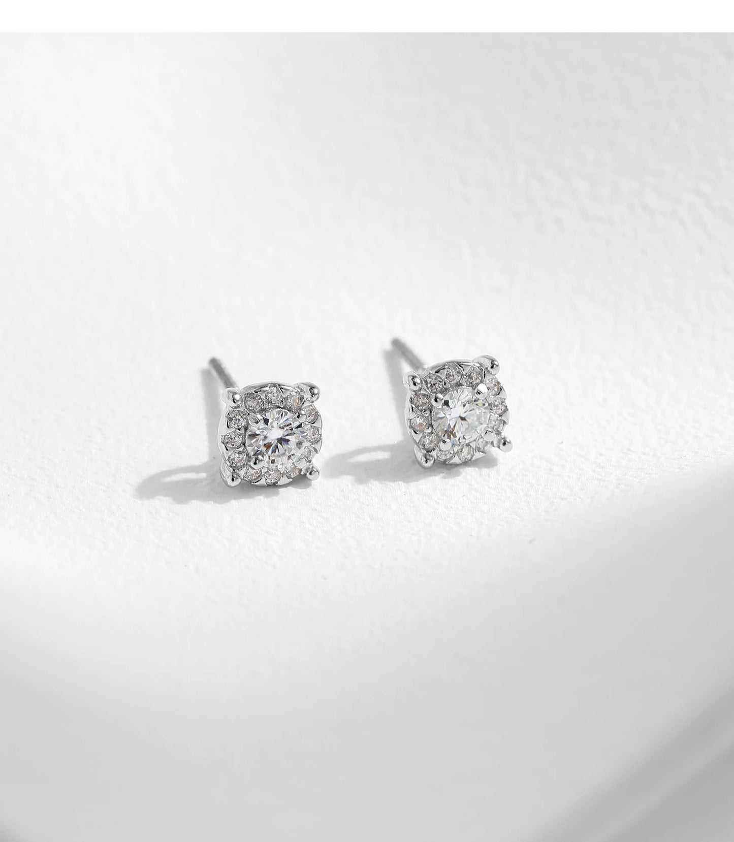 MODIAN D Color Moissanite Stud Earrings Round Cut Lab Created Diamond 925 Sterling Silver Silver Bridal Jewelry For Women Gifts