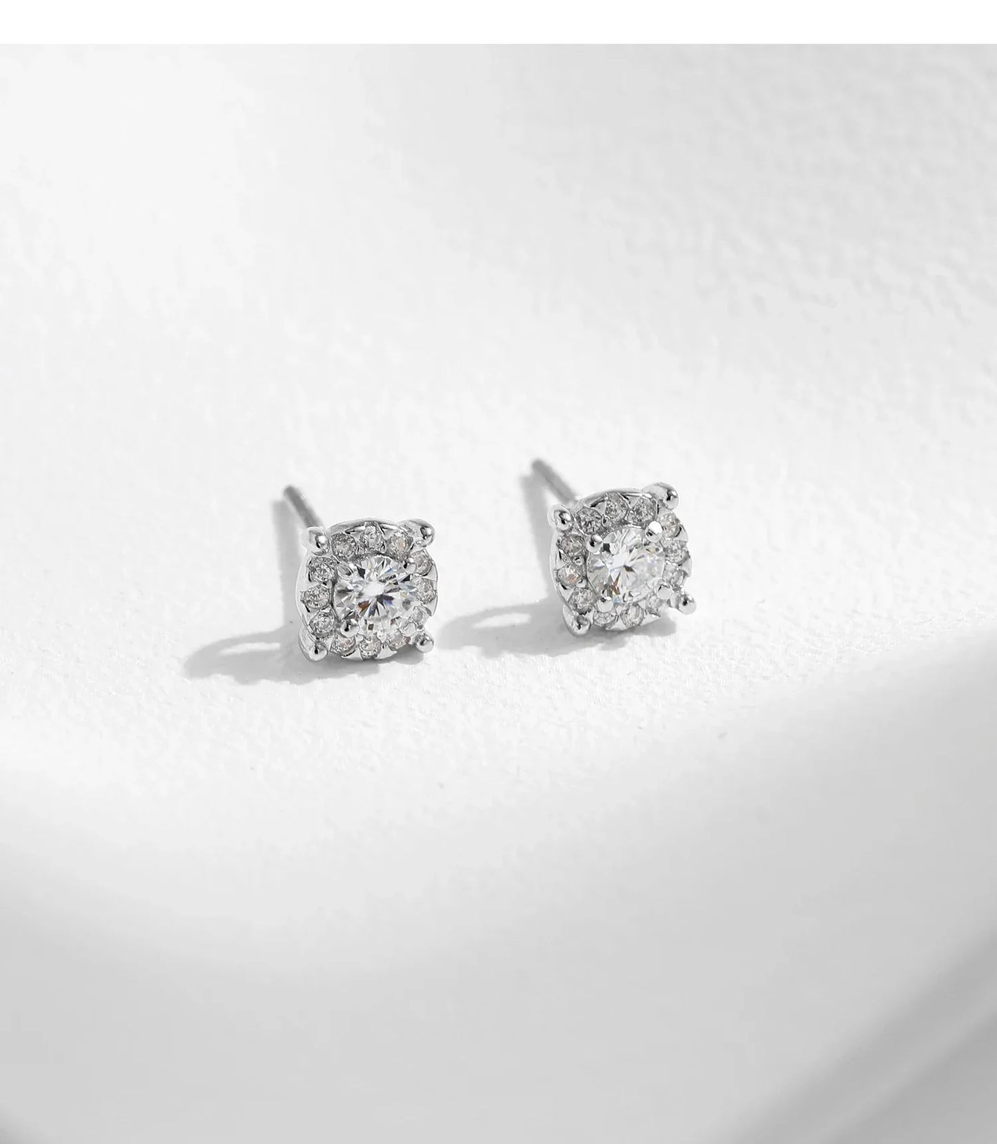 D Color Moissanite Stud Earrings Round Cut Lab Created Diamond 925 Sterling Silver Silver Bridal Jewelry For Women Gifts