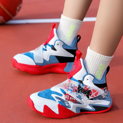 Kids Basketball Shoes Tactical Boots Ankle Support Sneakers Breathable Boys Girls Sports Shoes Shock-absorbing Athletic Shoes