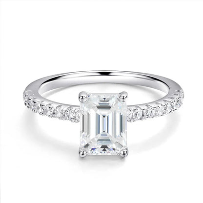 1-4CT Emerald/radiant Cut Moissanite Ring for Women Engagement Wedding Bride 100% Sterling Silver 925 Jewelry Certified