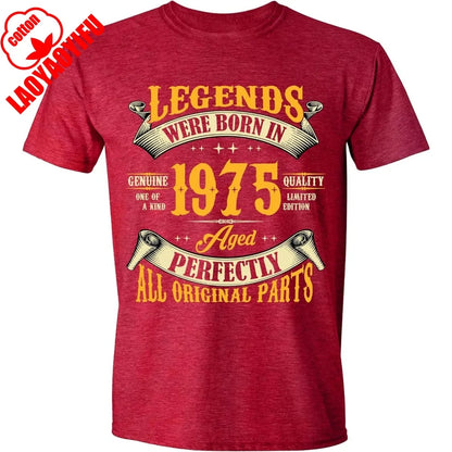 ‌1975 Vintage Birthday Shirt 50th Year Legend Born Graphic Cotton Tee for Men Soft Funny Retro Gift Idea Dad Husband Uncle Shirt