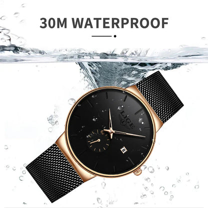 Ultra Thin Fashion Casual Ladies Watches Elegant Luxury Waterproof Business Quartz Watch for Women Gift Auto Calendar Clock