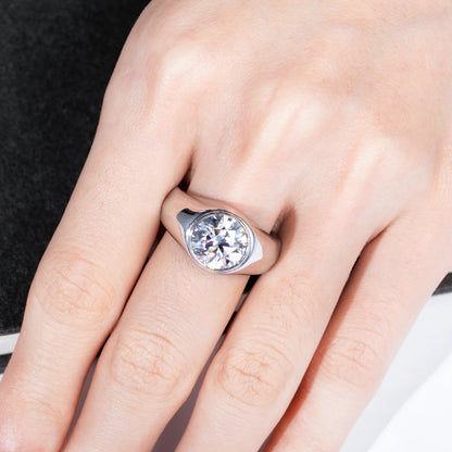 4ct D Color Moissanite Men Rings 18K Gold Plated  Silver Engagement Bezel Rings For Men Factory Jewelry Wholesale