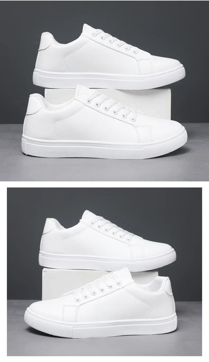 White Black Men Shoes Comfortable Casual Skateboard Shoes Men Solid Leisure Sneakers Lightweight Walking Shoes