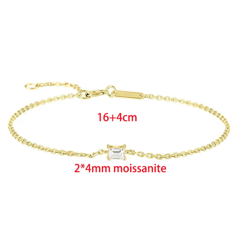 Trendy A Moissanite Bracelets for Women Letter Charm Adjustable Chain 100% 925 Sterling Silver Wedding Fine Jewelry Gifts