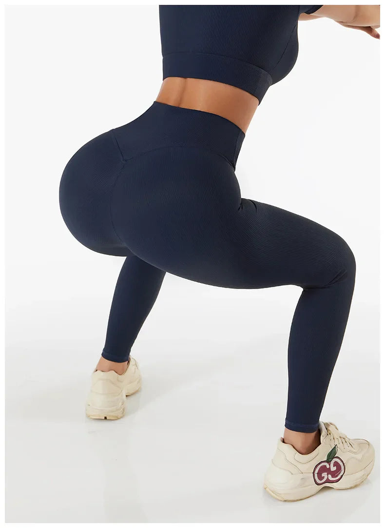 Women Yoga Set Gym Clothing Tracksuit Long Sleeve Crop Top One Shoulder Bra High Waist Seamless Leggings Fitness Sports Suits