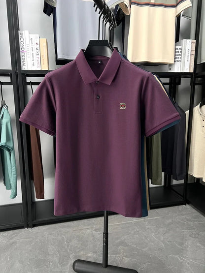 High end brand 100% cotton short sleeve polo shirt men's summer new soft breathable lapel T-shirt fashion letter embossed top