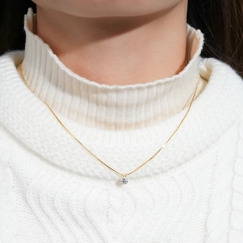Pendant Necklaces S925 Sterling Silver Solitaire Necklace Chains For Women Jewellry Gifts