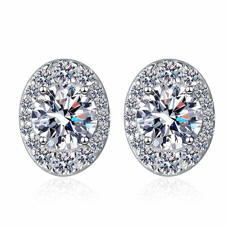 1cttw D Color Moissanite Stud Earrings for Women Oval Design Sparkling Lab Diamond 925 Sterling Silver Jewelry Wholesale